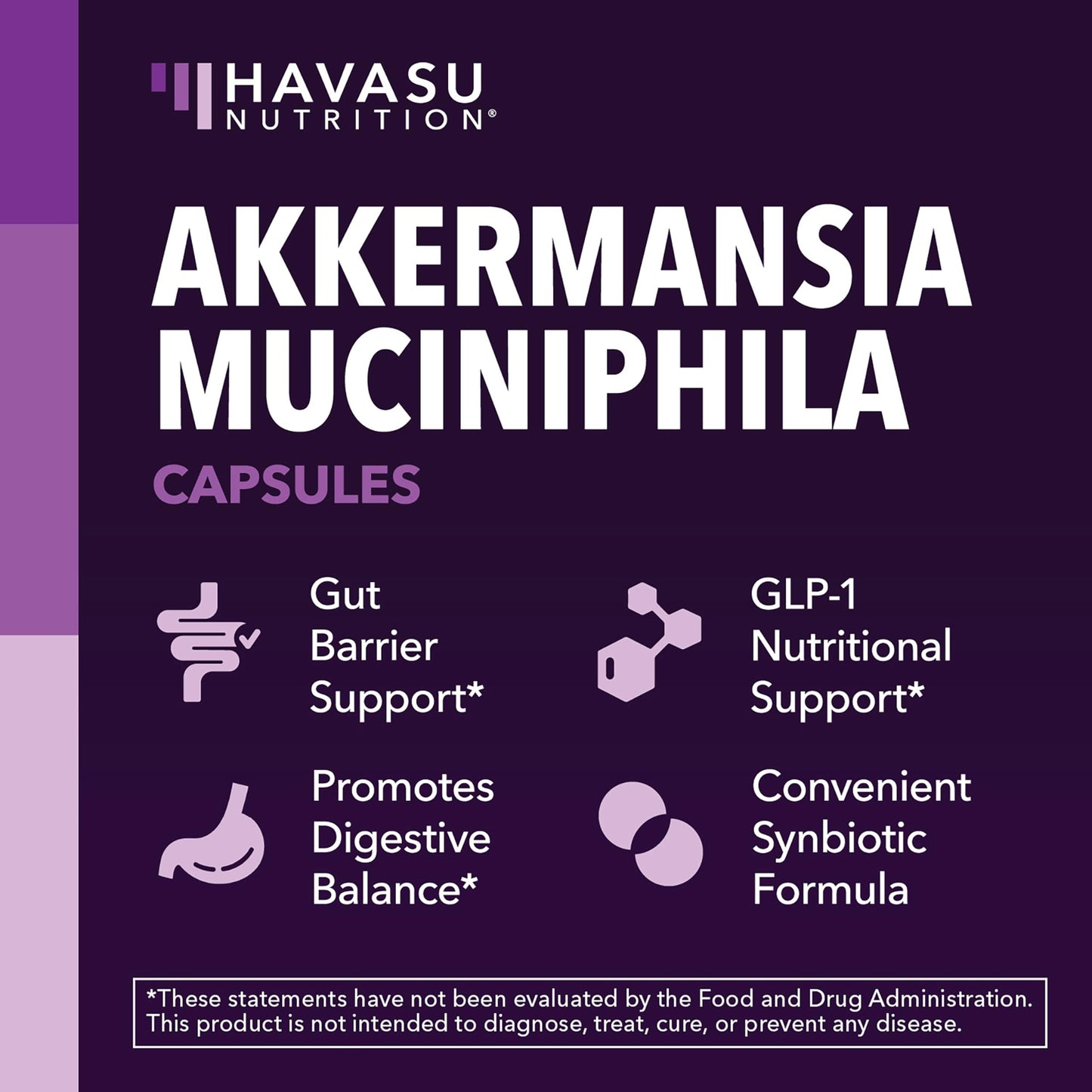 HAVASU NUTRITION Akkermansia Muciniphila 1 Billion TFU GLP-1 Nutritional Support Capsule, 30 Count