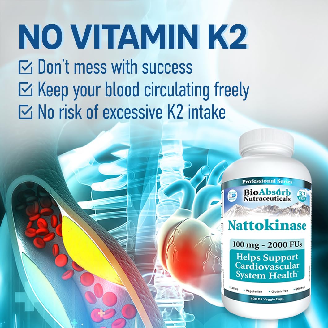 Bio Absorb Nutraceuticals Nattokinase Supplement, Delayed Release, 2000 FU per Capsule, Capsule, 400 Capsules