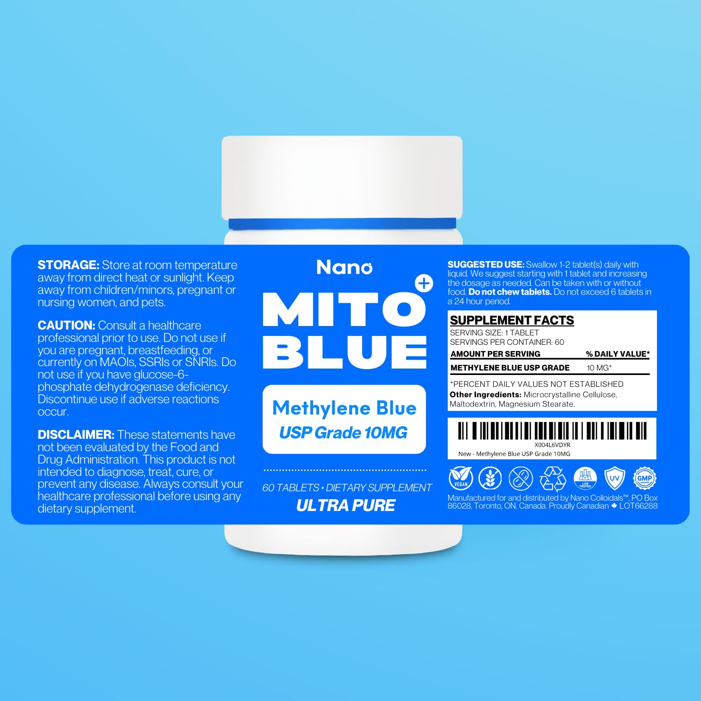 MIT0BLUE Methylene Blue Tablet 60 Count