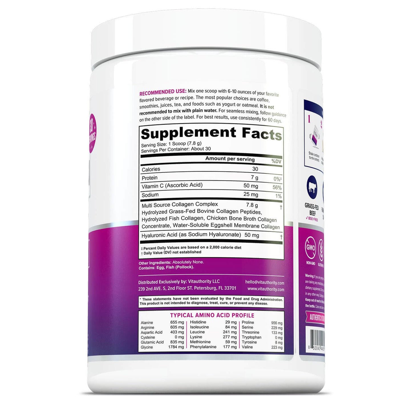 Vitauthority Multi Collagen Peptides Powder for Women, 8.26 Ounce