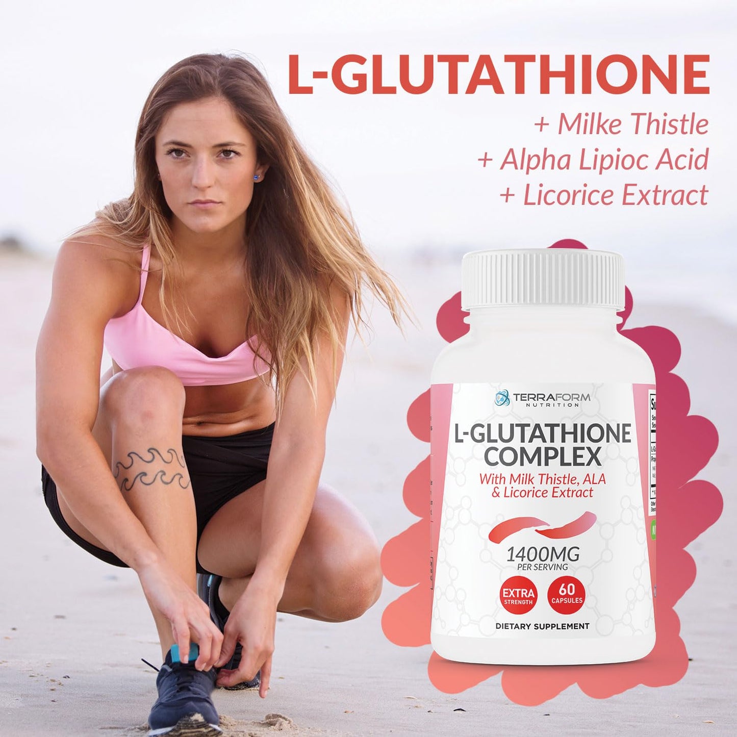 TerraForm Nutrition L-Glutathione Supplement Capsule 60 Capsules
