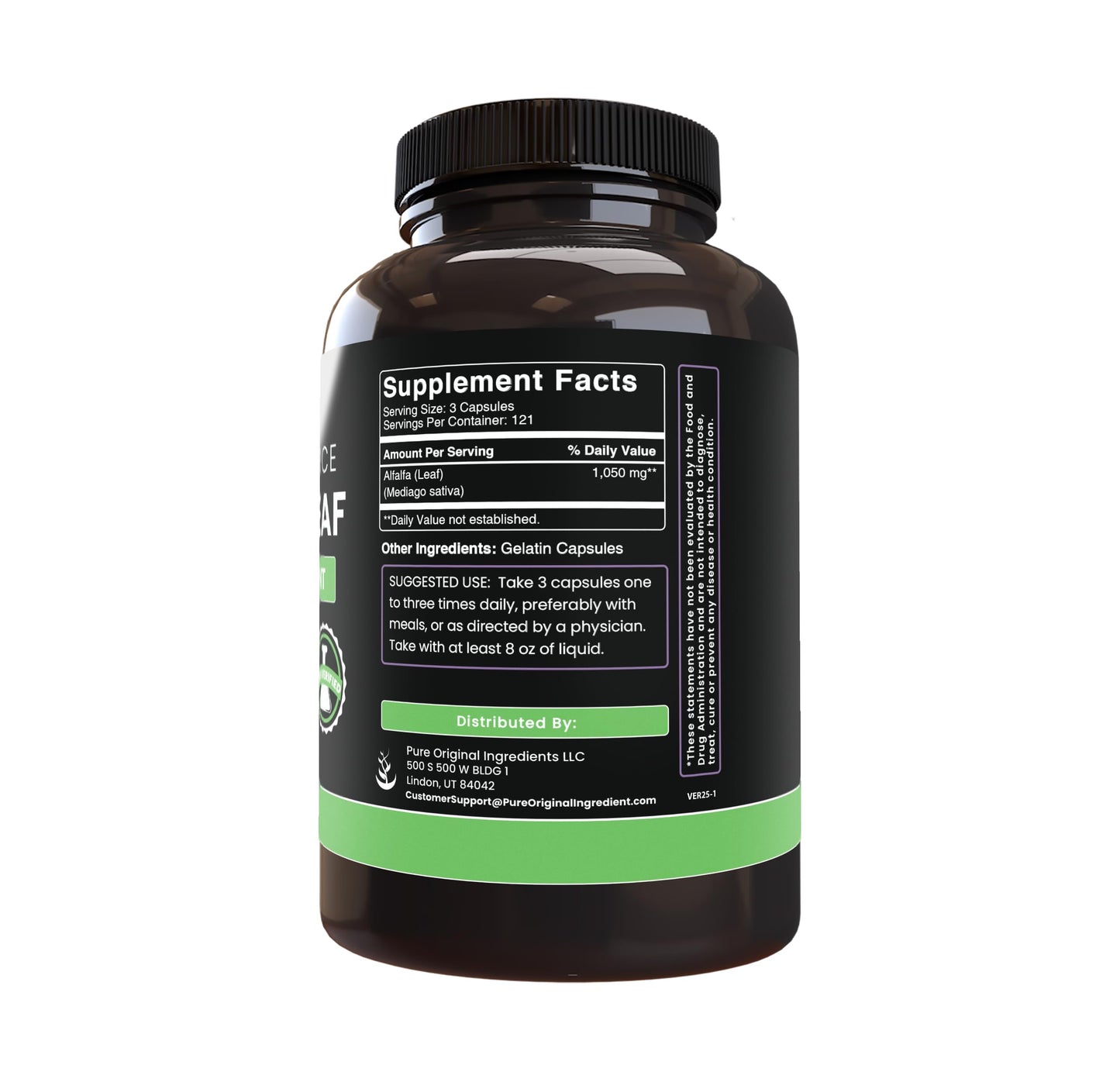 PURE ORIGINAL INGREDIENTS Alfalfa Leaf Capsule 365 Capsules
