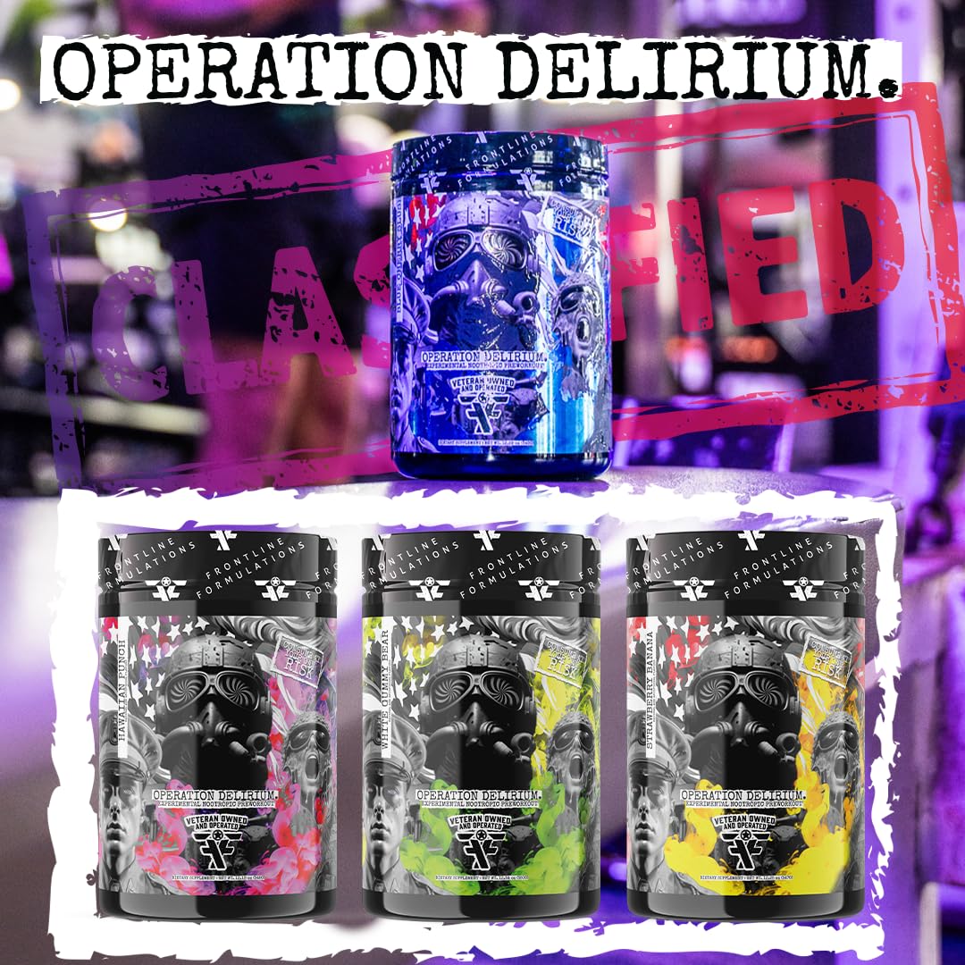 Frontline Formulations Operation Delirium Nootropic Enhanced Pre-Workout Powder, 30 Servings