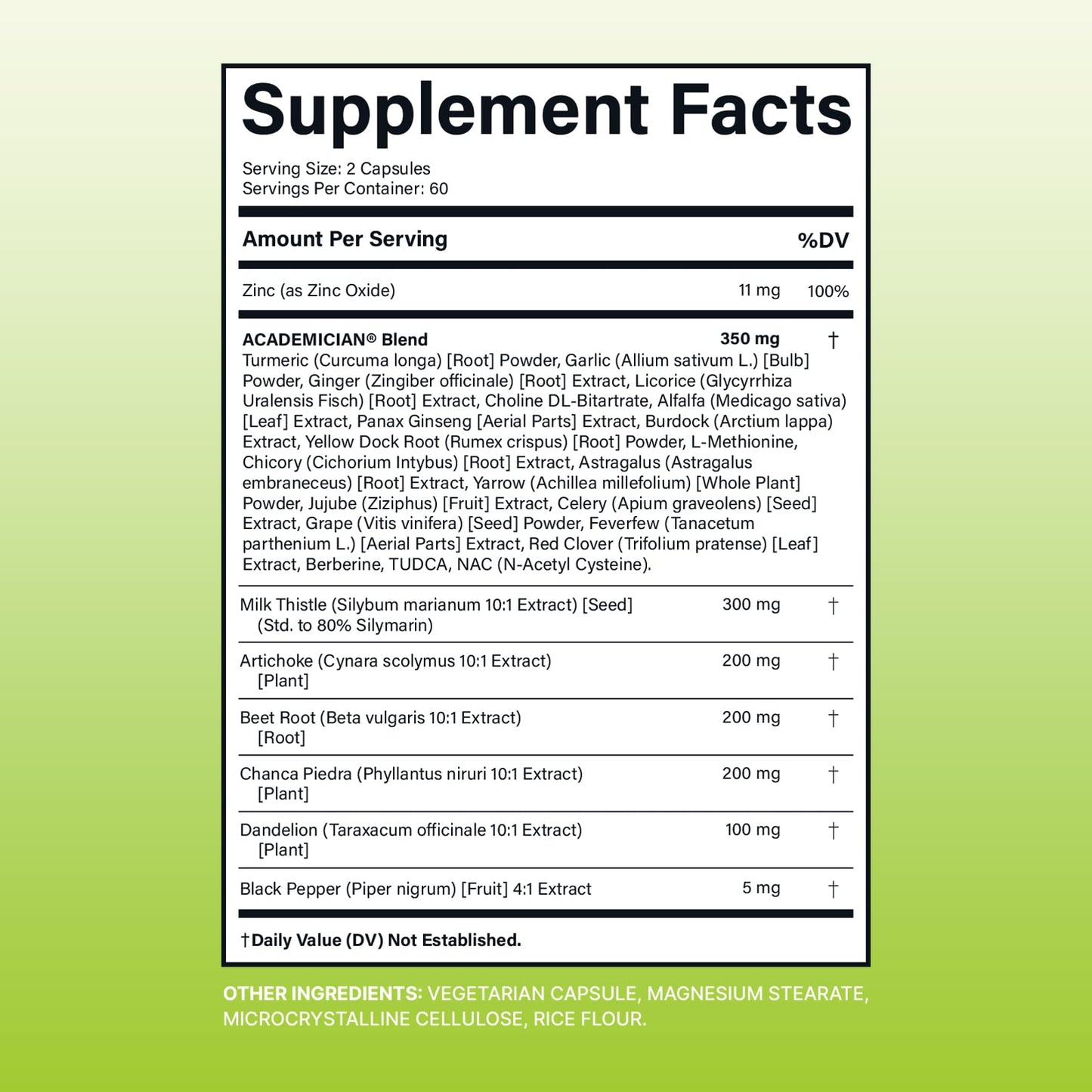 ACADEMICIAN Beet Root Capsules with Dandelion Root, Milk Thistle, NAC, Tudca, Artichoke Extract - 120 Capsules