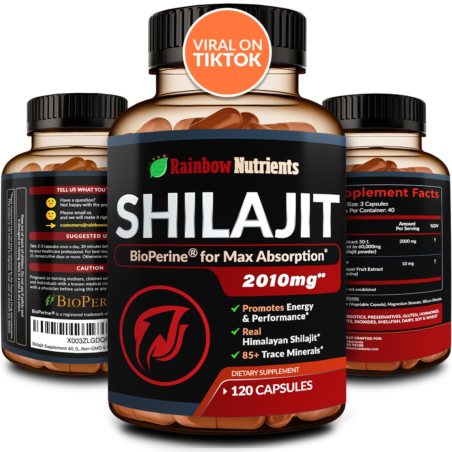 Rainbow Nutrients Pure Himalayan Shilajit Capsules, 120 Count