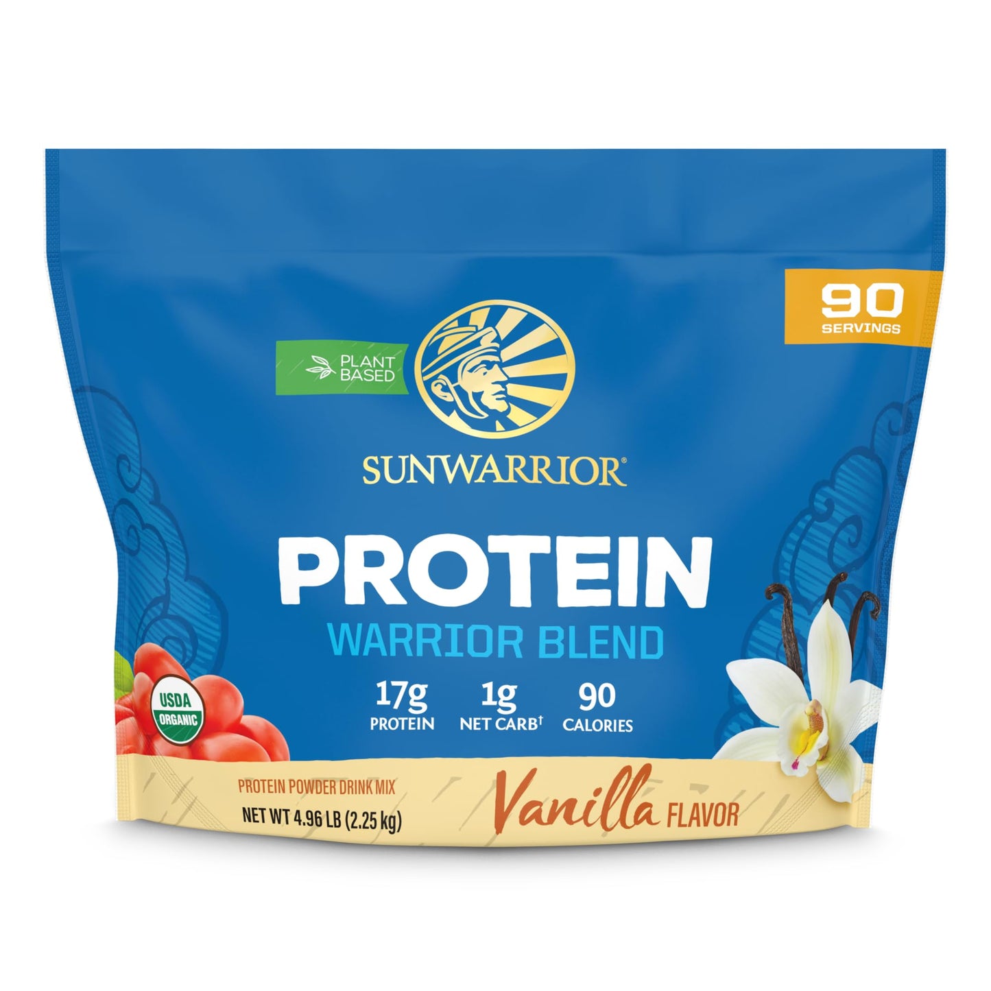 Sunwarrior Organic Plant Based Protein Powder Vanilla, 90 Servings