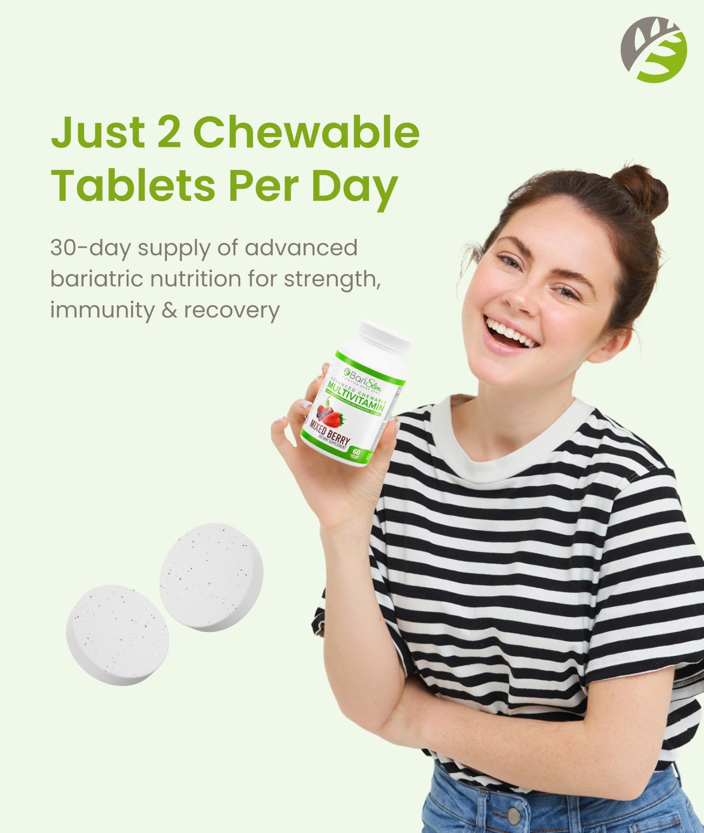 BariSlim Advanced Chewable Bariatric Multivitamin Tablets, 60 Count