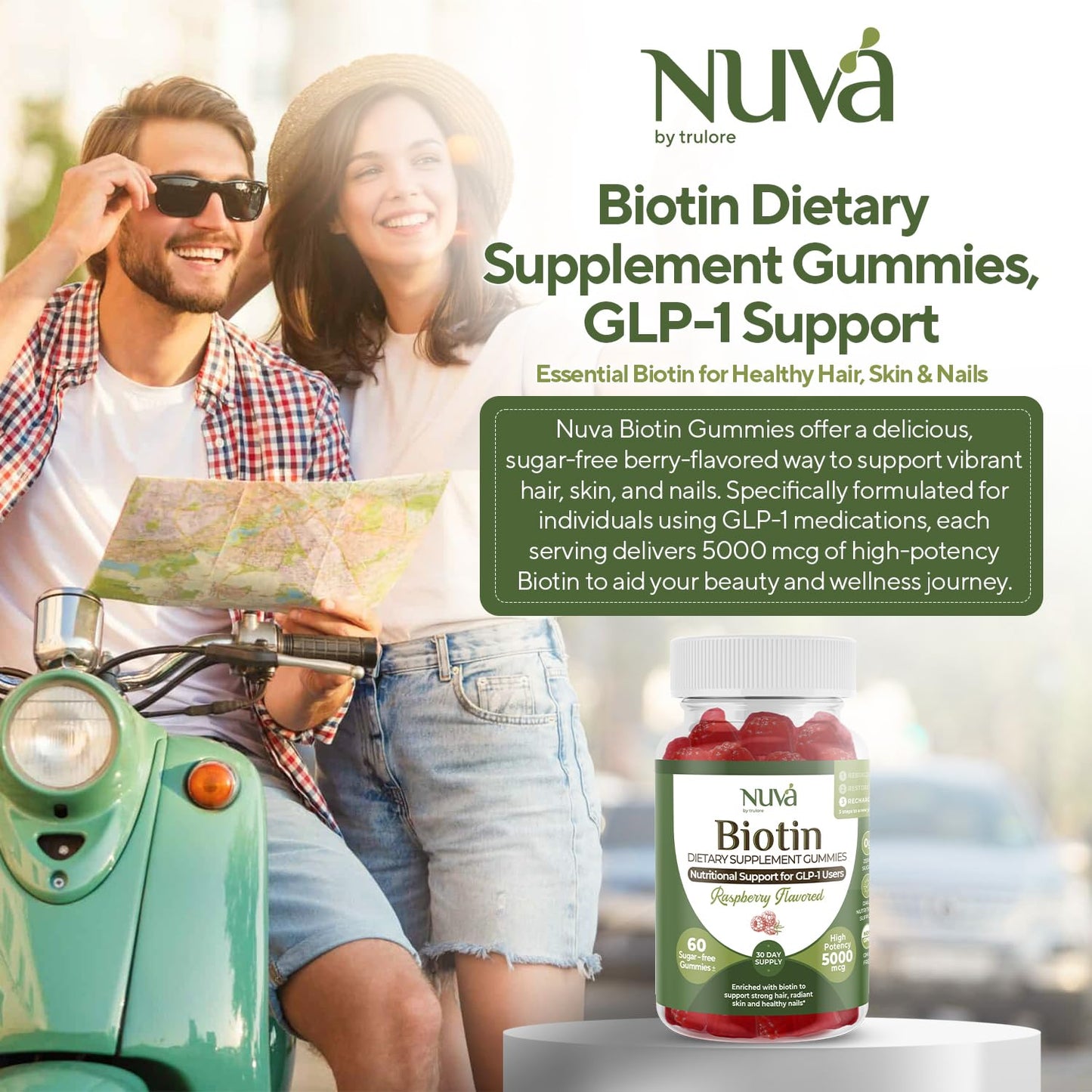 NuVa Biotin Gummies 5000 mcg, 60 Gummies