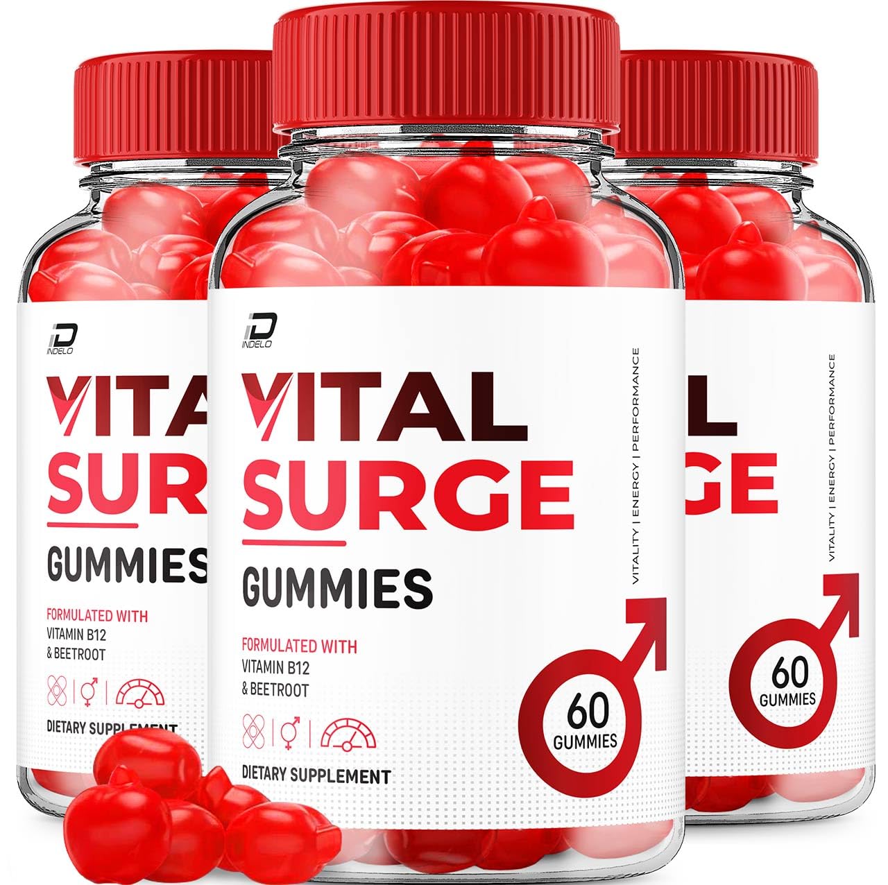 Indelo Vital Surge Gummies ACV Advanced Apple Cider Vinegar 1000mg Vitamin B12, 180 Gummies