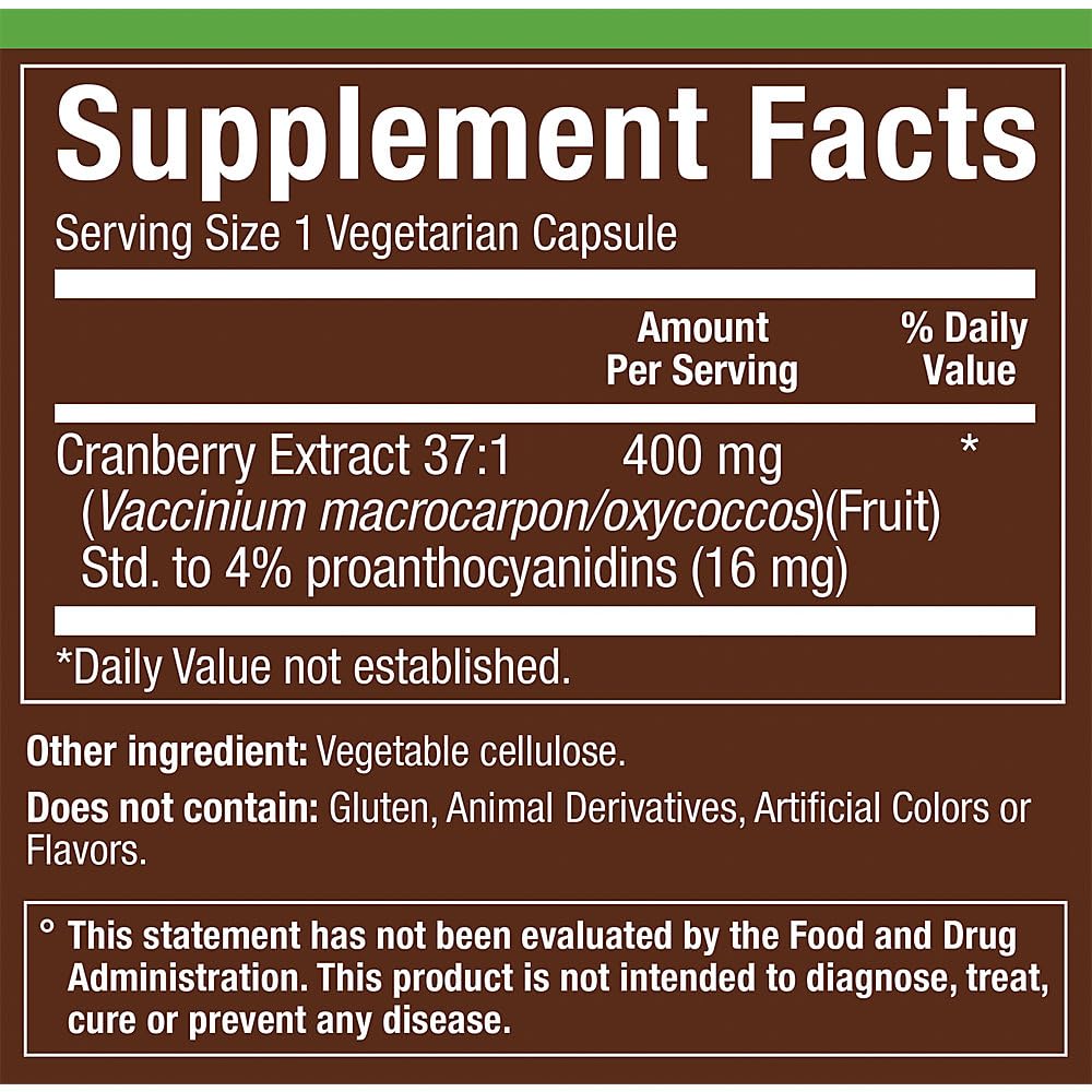 plnt Cranberry Urinary Tract Health 37:1 Standardized Extract Capsules, 90 Count