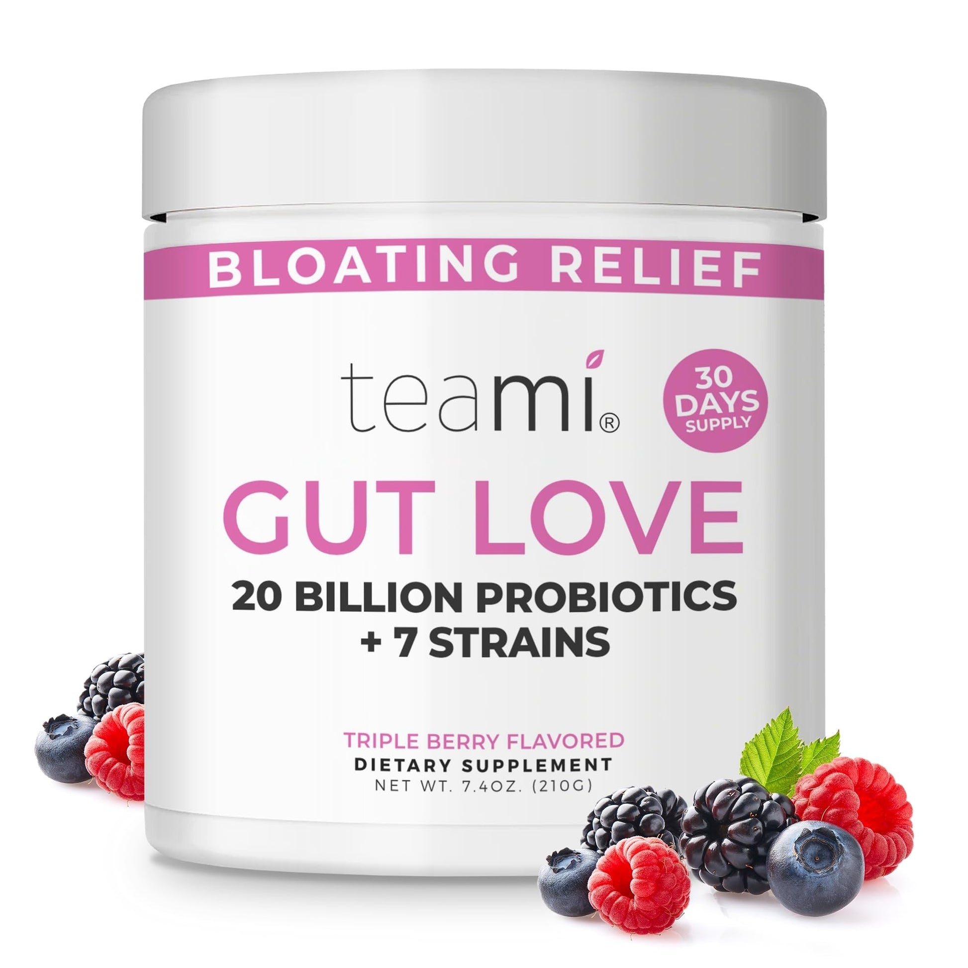 Teami Prebiotic and Probiotic Powder for Women (Powder), Triple Berry Gut Love, 7.4 Ounce