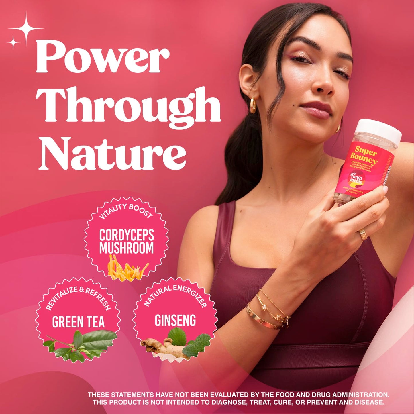 Fungiments Super Bouncy Cordyceps Mushroom Supplement for Women 60 Capsules