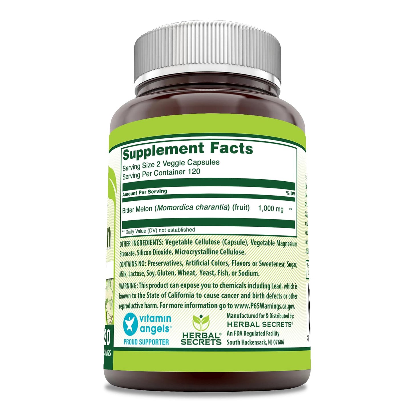 Herbal Secrets Bitter Melon 1000 Mg Per Serving Capsule, 240 Veggie Capsules
