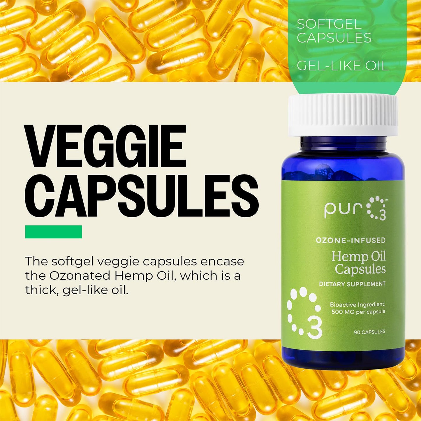 PurO3 Hemp Seed Oil Capsules 90 Capsules