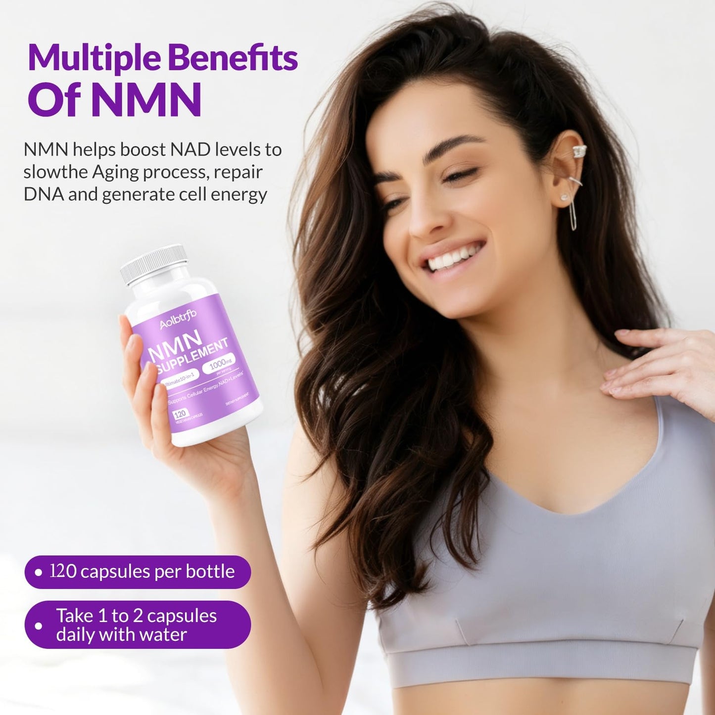 Aolbtrfb NMN Supplement 10-in-1 with Nicotinamide Mononucleotide, Resveratrol, TMG & Quercetin & Glutathione Softgel 120