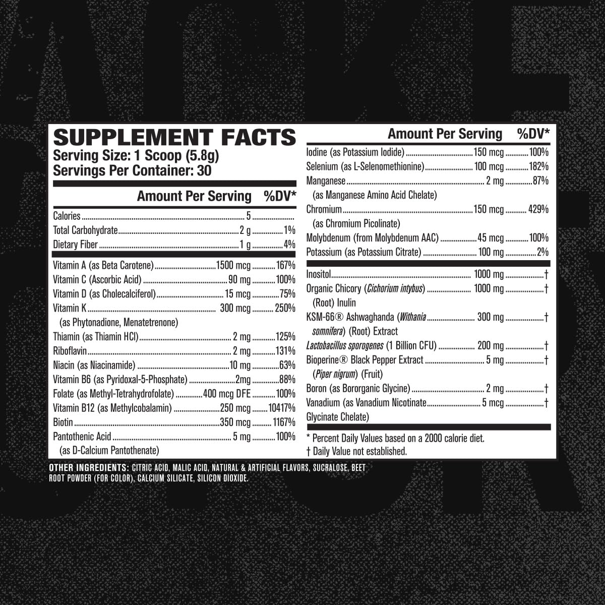 Jacked Factory Vita XT Performance Vitamin Powder Daily Multivitamin Powder for Men