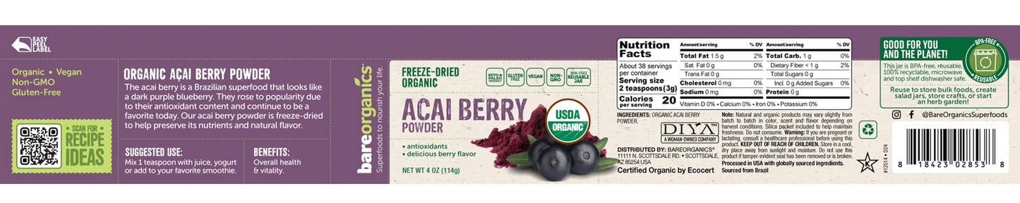 BareOrganics Acai Powder Powder 4 oz