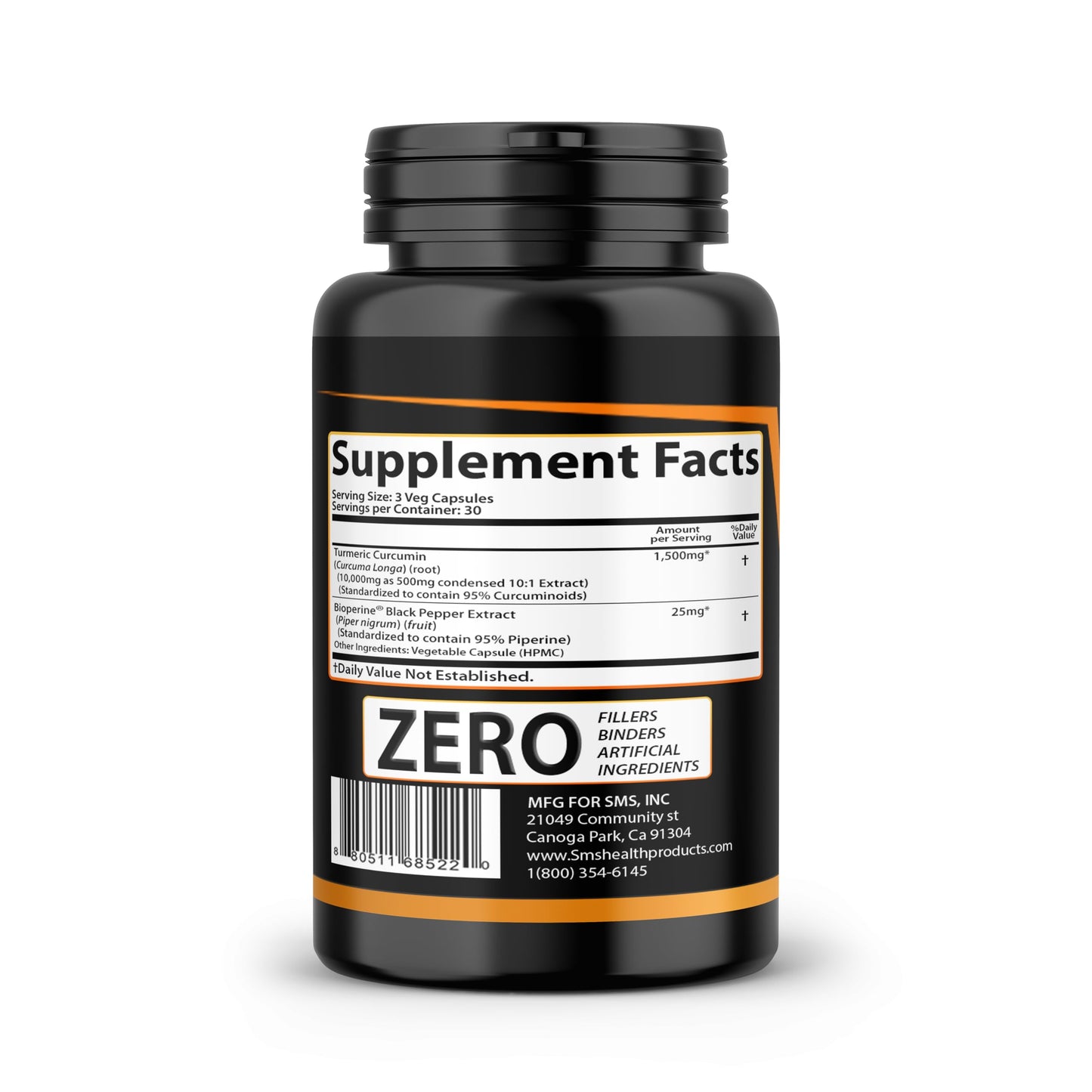SMSHEALTHPRODUCTS.com Turmeric Curcumin with Black Pepper 1,525mg 90 Capsules