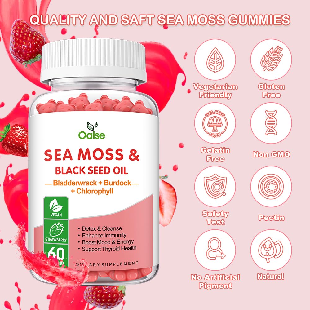OALSE Sea Moss Gummies for Adults and Kids, 60 Count