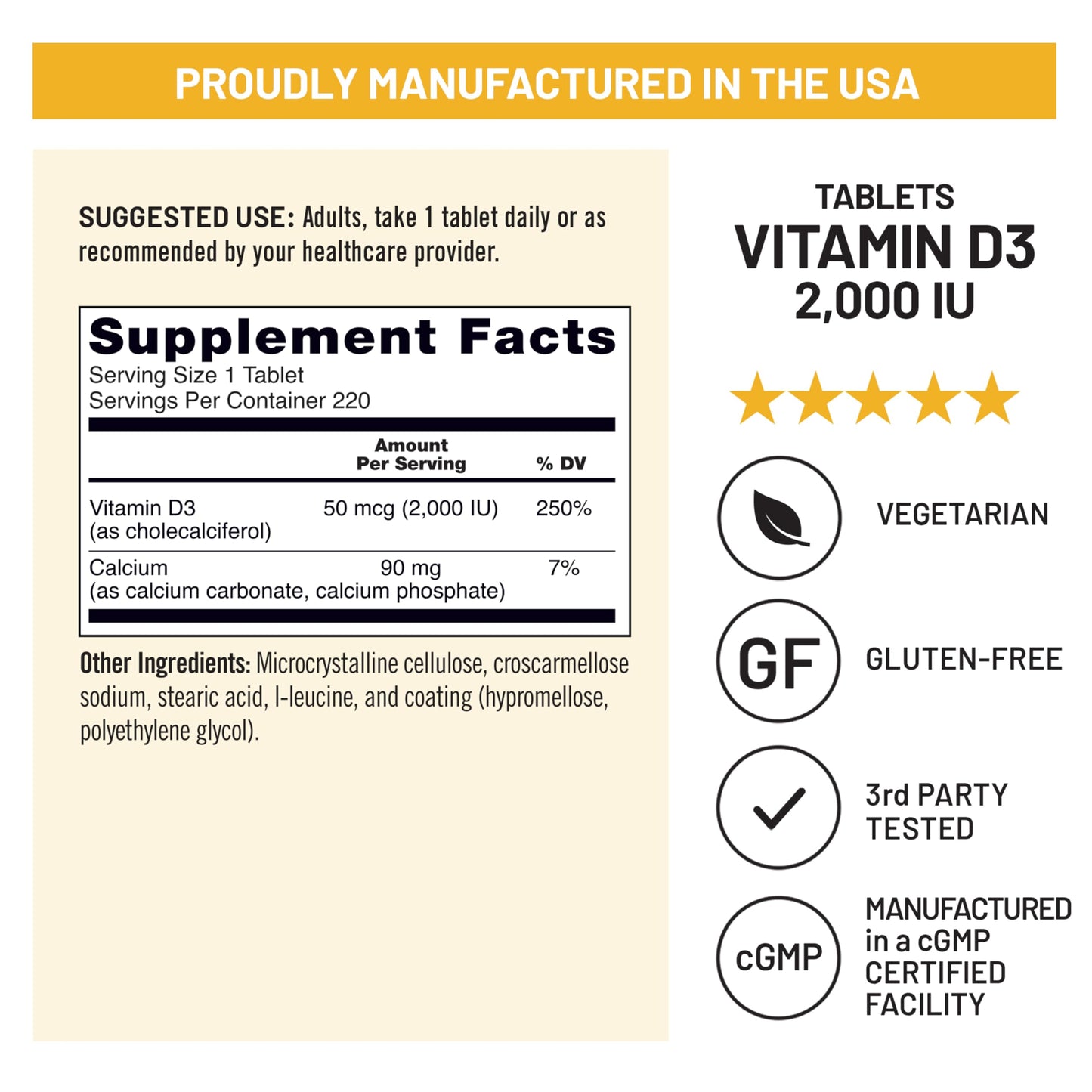 NatureWise Vitamin D3 2000IU (50 mcg) Vitamin D Supplement, 220 Tablets