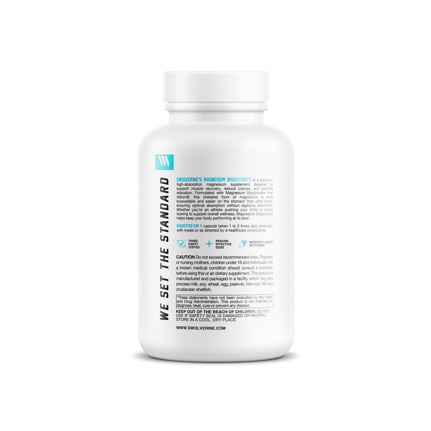 Swolverine Magnesium Bisglycinate 200mg Capsules, 30 Servings