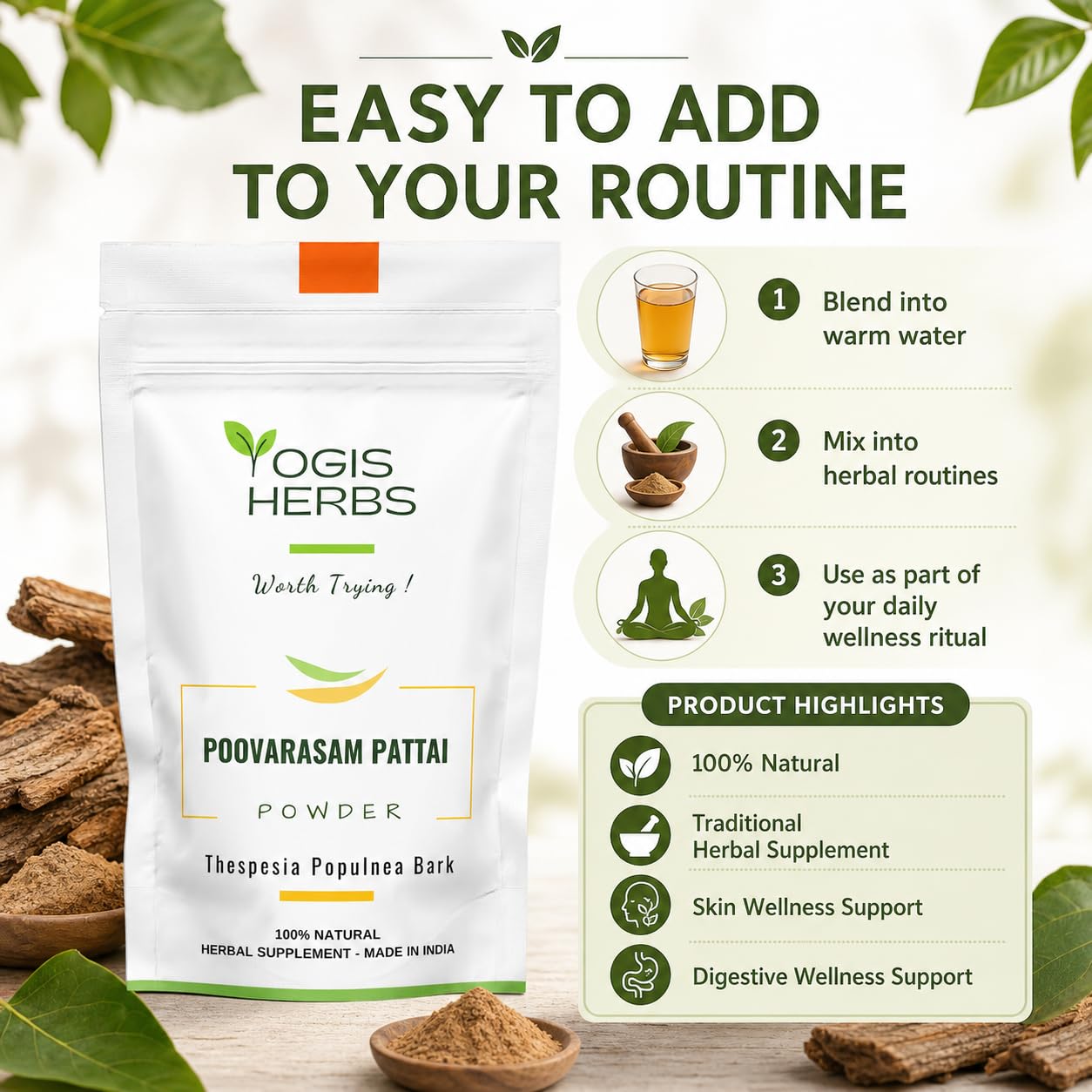 YOGIS HERBS Poovarasam Pattai Powder 8