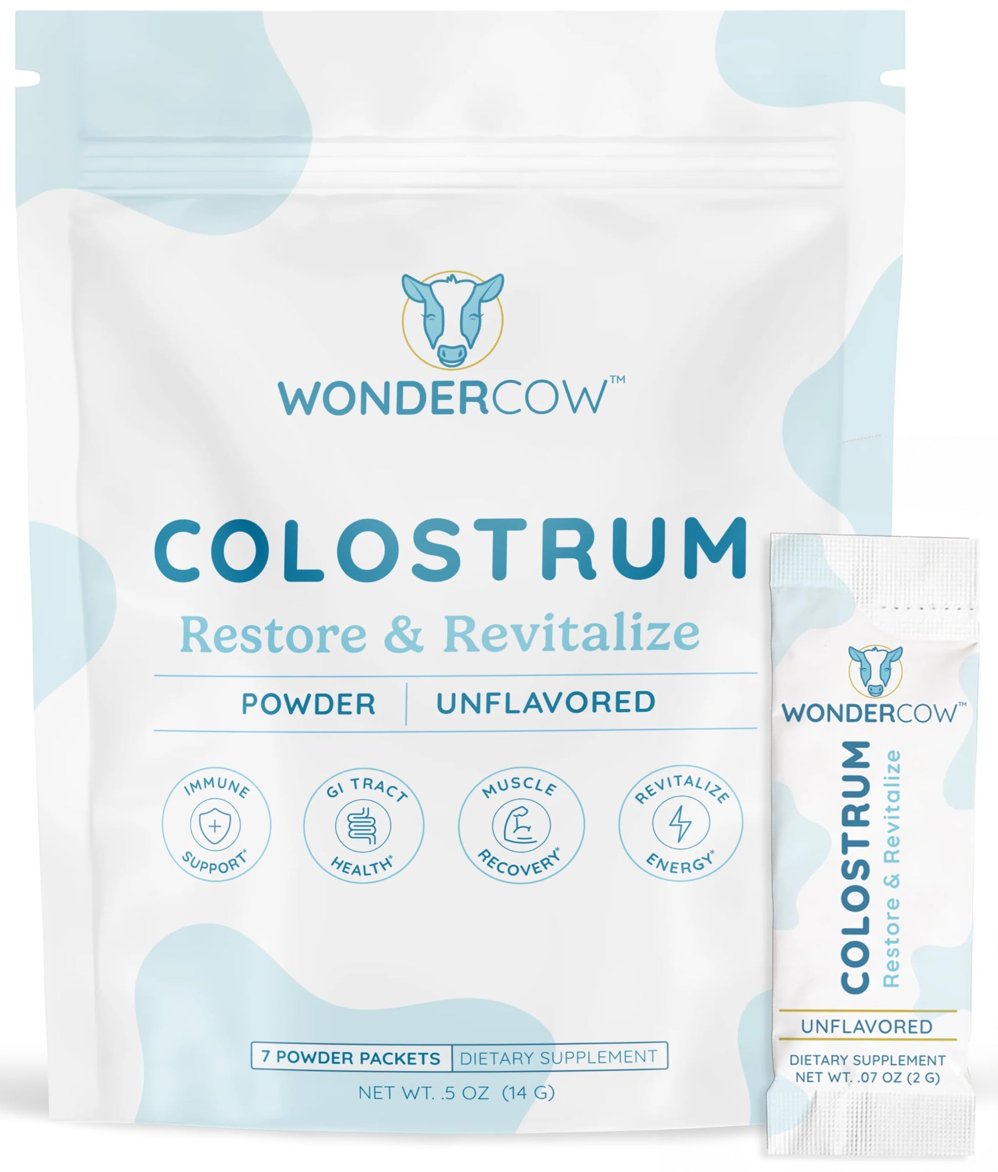 WONDERCOW Colostrum Supplement Powder for Gut Health, Immune Support & Wellness 0.07 Ounce