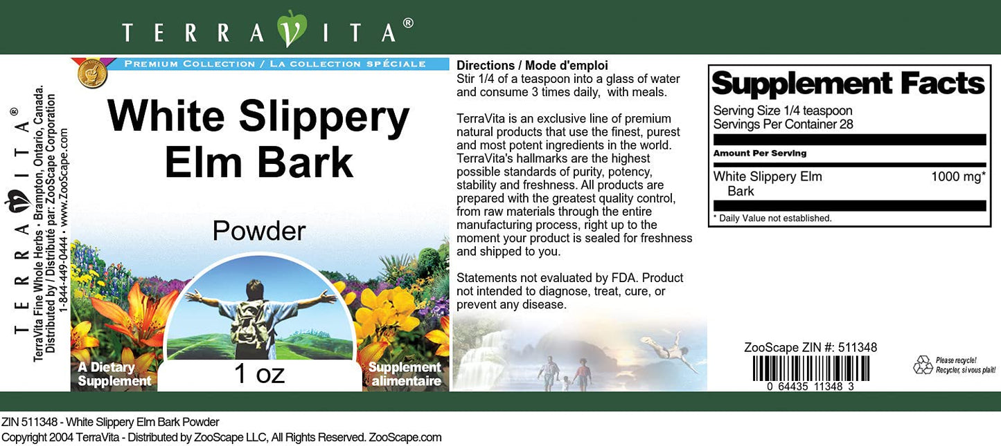 Terravita White Slippery Elm Bark Powder 3 Pack