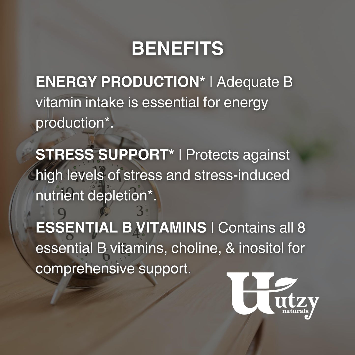 Utzy Naturals Vitamin B Complex with Choline and Inositol Capsules, 60 Count