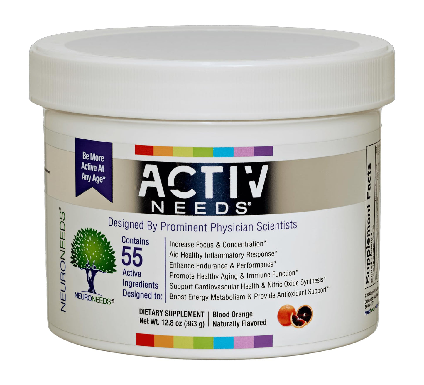 Neuro Needs ActivNeeds 55-Ingredient All-Natural Mitochondrial Energy & Endurance Nootropic Blend for Focus, Recovery & Heart Health Powder, 12.79 Ounce