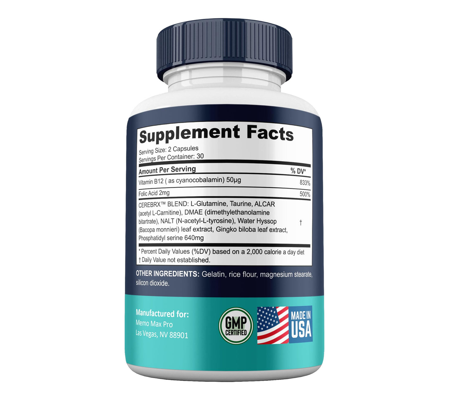 Gold Nutra Memo MaxPro Capsule, All Natural Brain and Cognitive Supplement, 2 Capsules