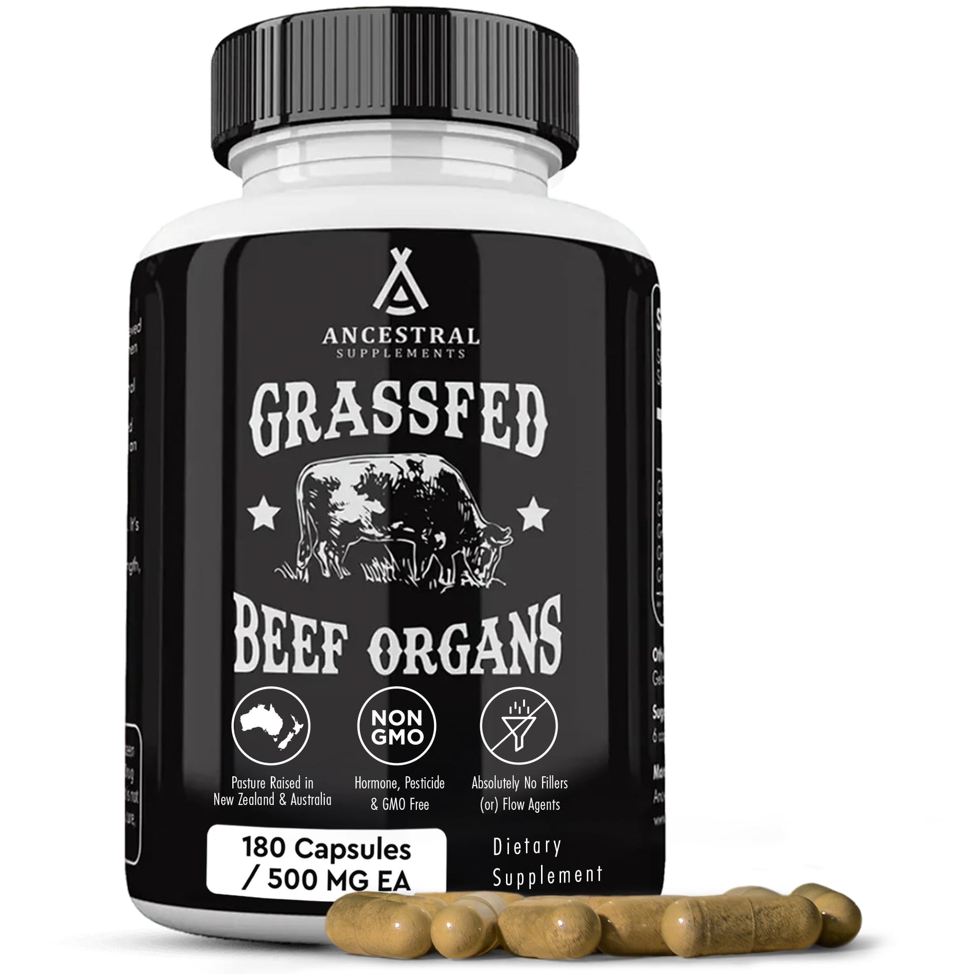 Ancestral Supplements Grass Fed Beef Organ Supplement Softgels 180