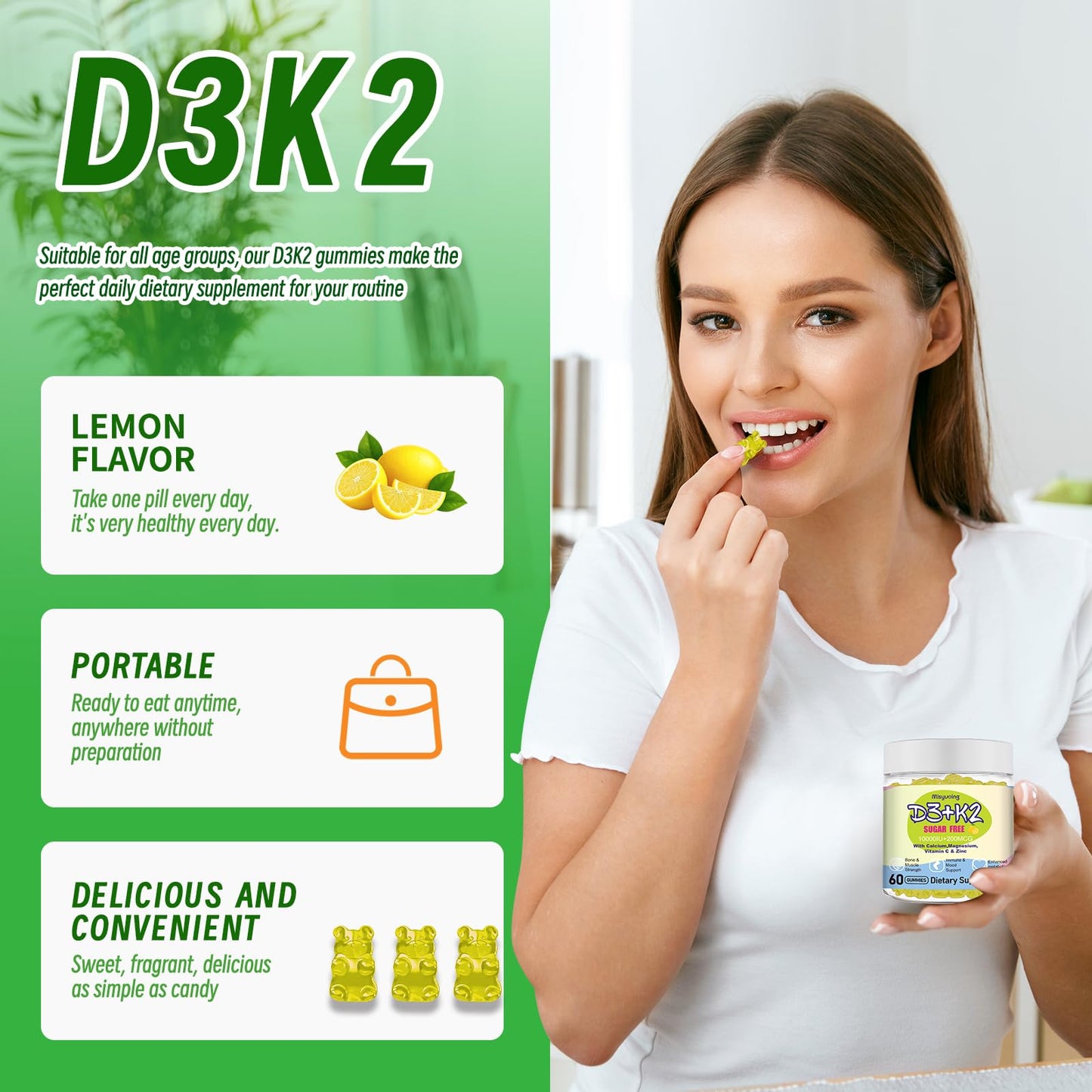 Misyvoing Vitamin D3K2 Gummies 60 Count
