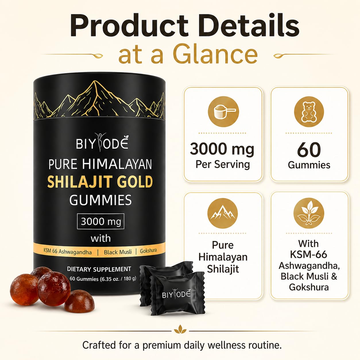 BIYODE Shilajit Gummies Gummy, 60 Count
