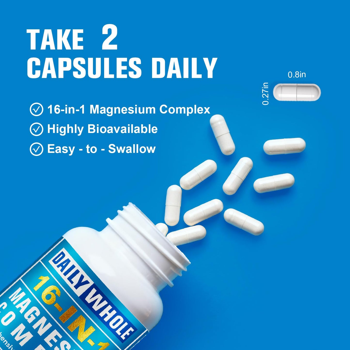 DailyWhole 16-in-1 Magnesium Complex Capsule 1000mg, 90 Capsules