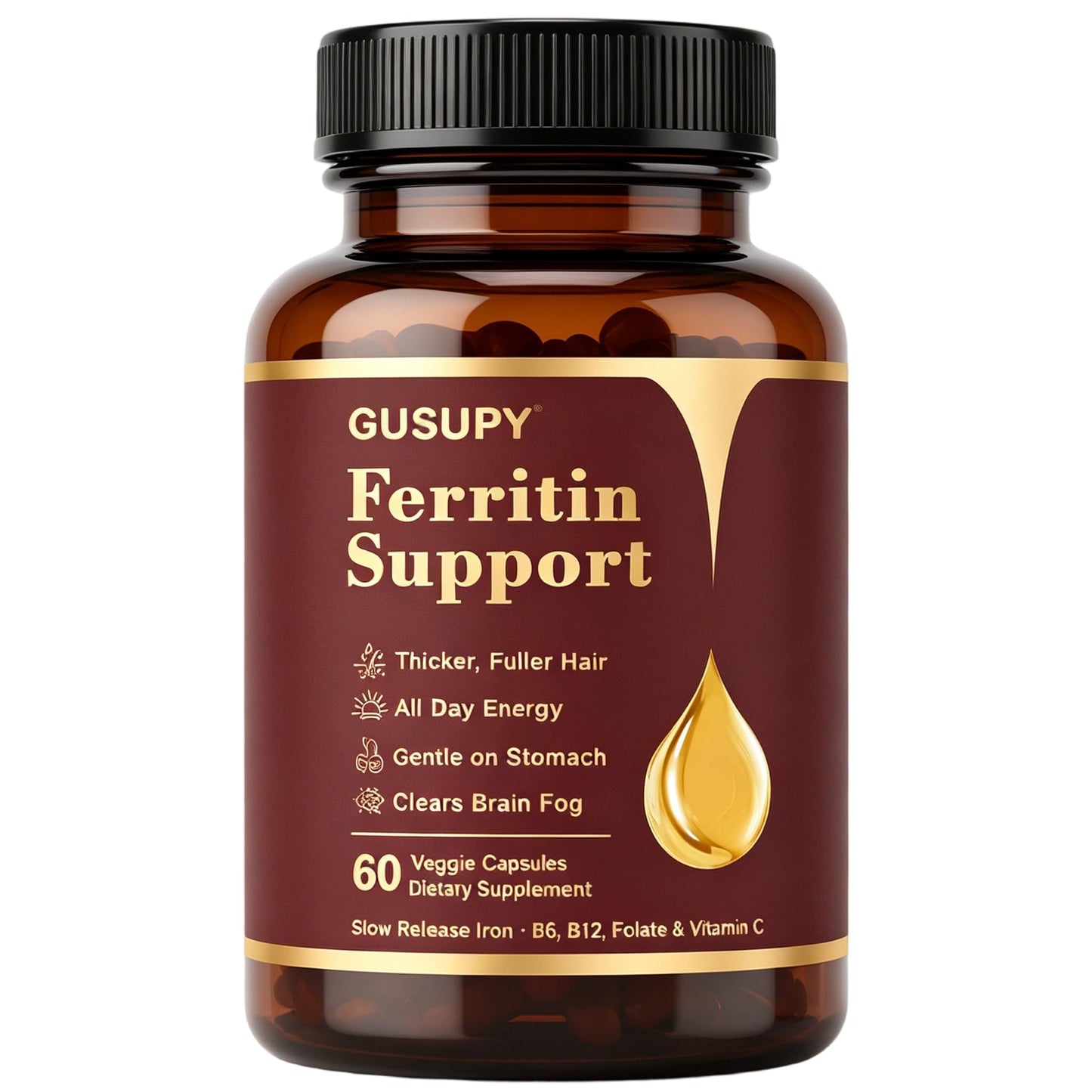 GUSUPY Women Daily Ferritin Supplement with Multivitamins, 60 Capsules