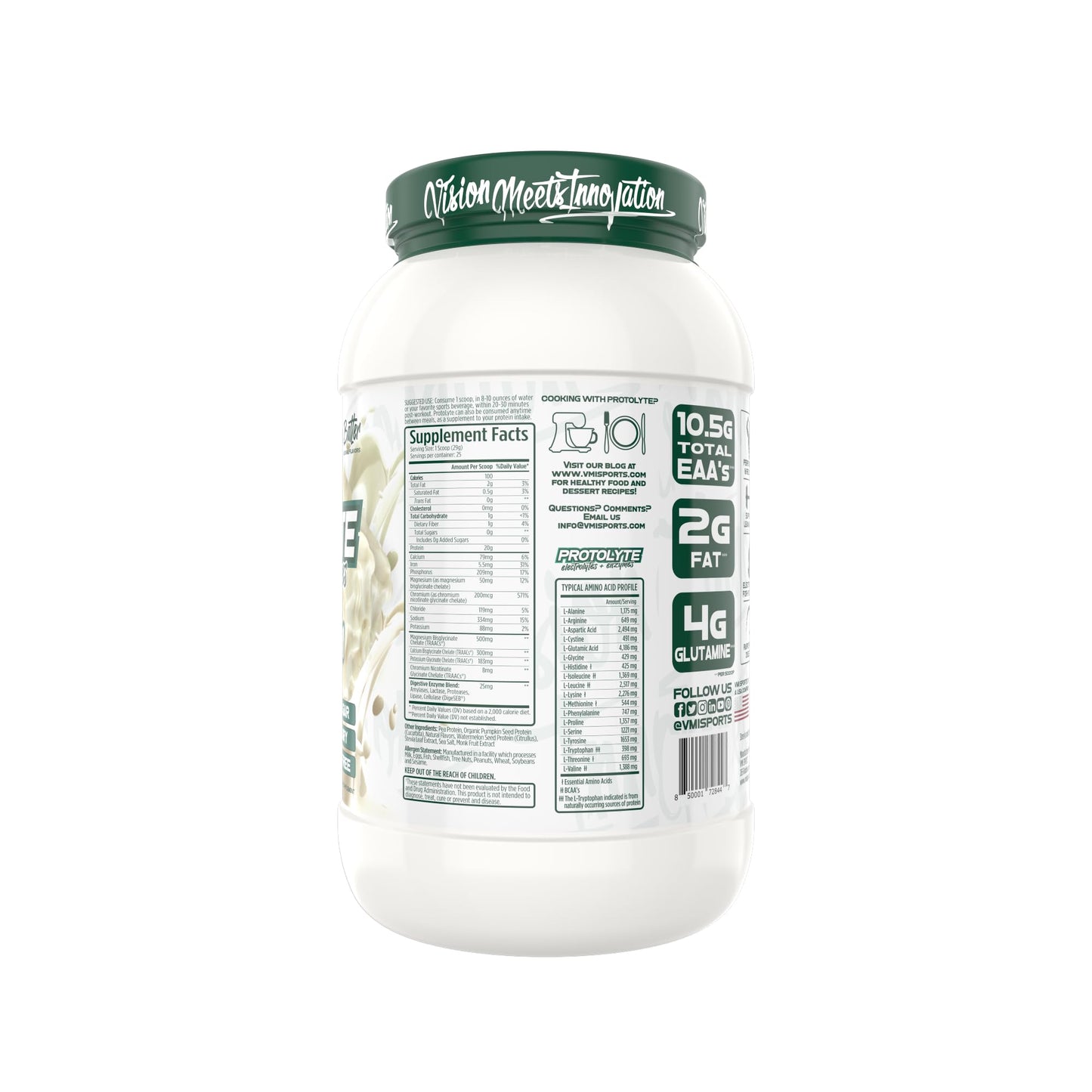 VMI Sports Protolyte Natural Plant Protein Powder, 25.6 oz