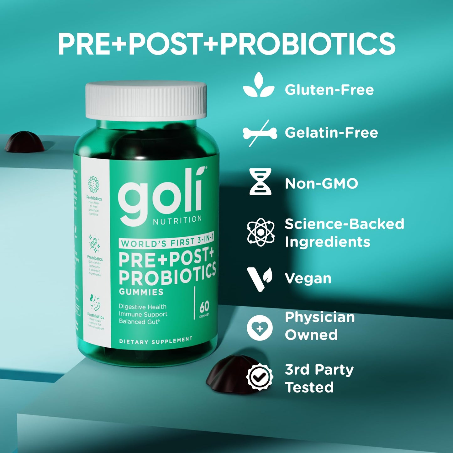 Goli Stress Less, Glow More, Digest Better Bundle Gummies 60 Count