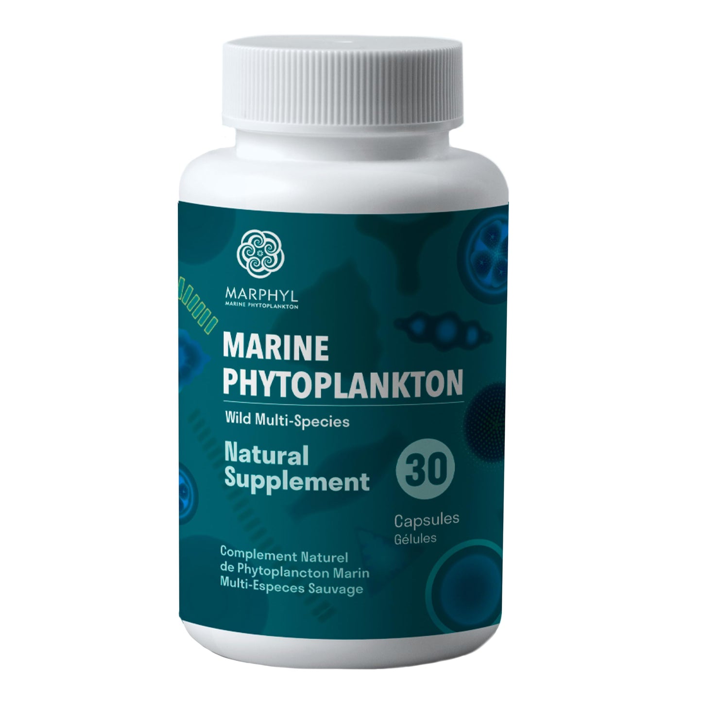 MARPHYL Marine Phytoplankton Wild Multi-Species Natural Supplement 150 mg per Capsule, 30 Count