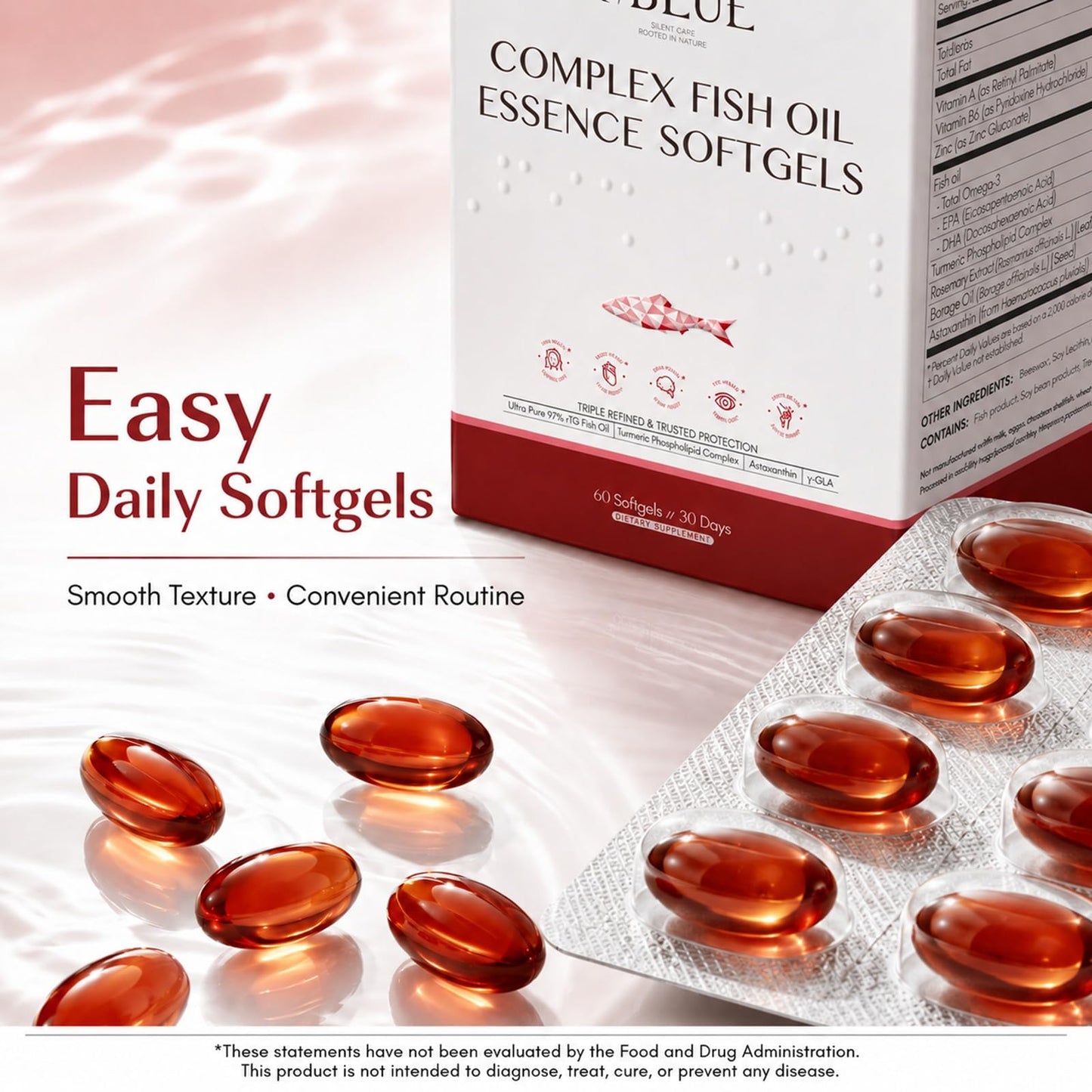 OBLUE Omega 3 Fish Oil Softgels 60 Count