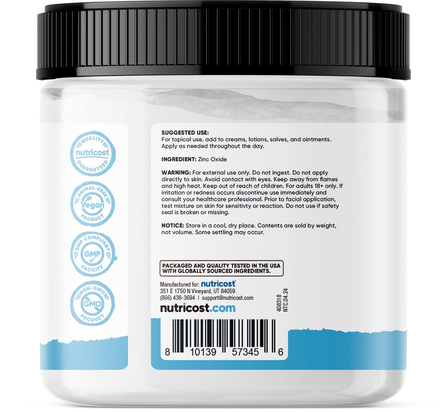 Nutricost Zinc Oxide Powder 17.9 oz