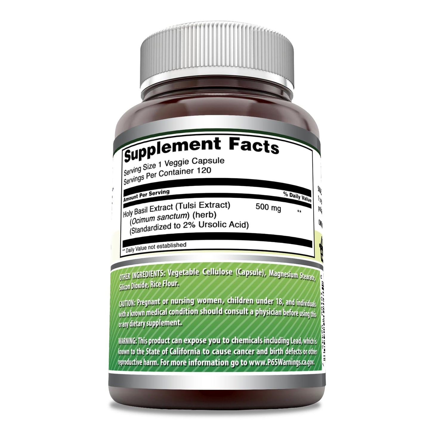Amazing Nutrition Holy Basil Extract 4:1 Supplement Capsules 120 Count