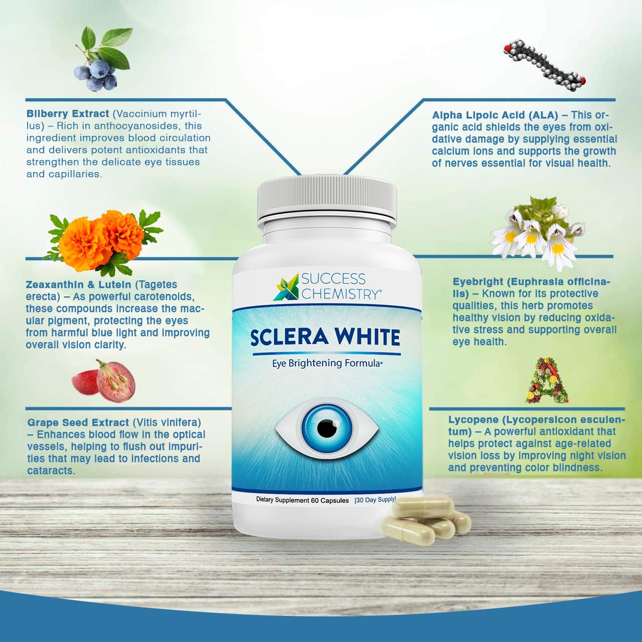 Success Chemistry Sclera White Eye Brightening Formula Capsule, 60 Veggie Capsules