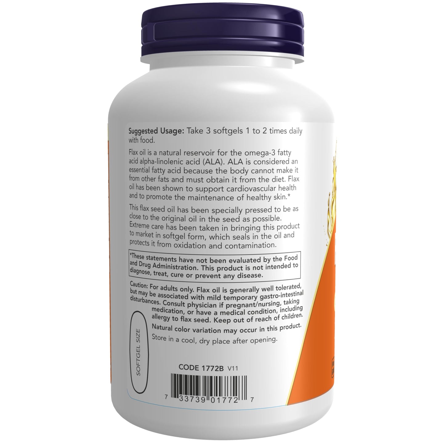 NOW Foods Flax Oil 1,000 mg Softgels, 250-count