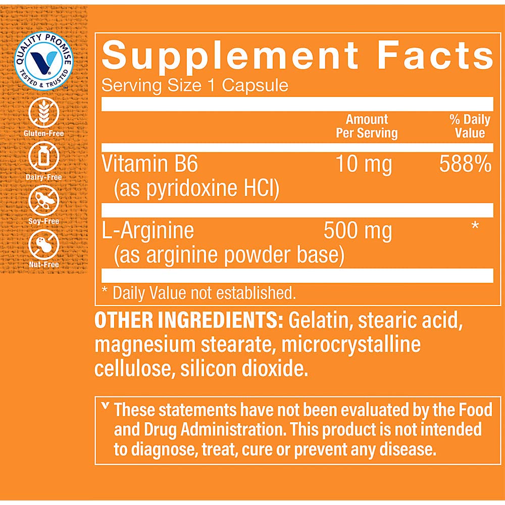 The Vitamin Shoppe L-Arginine 500 MG Capsule 1 Count
