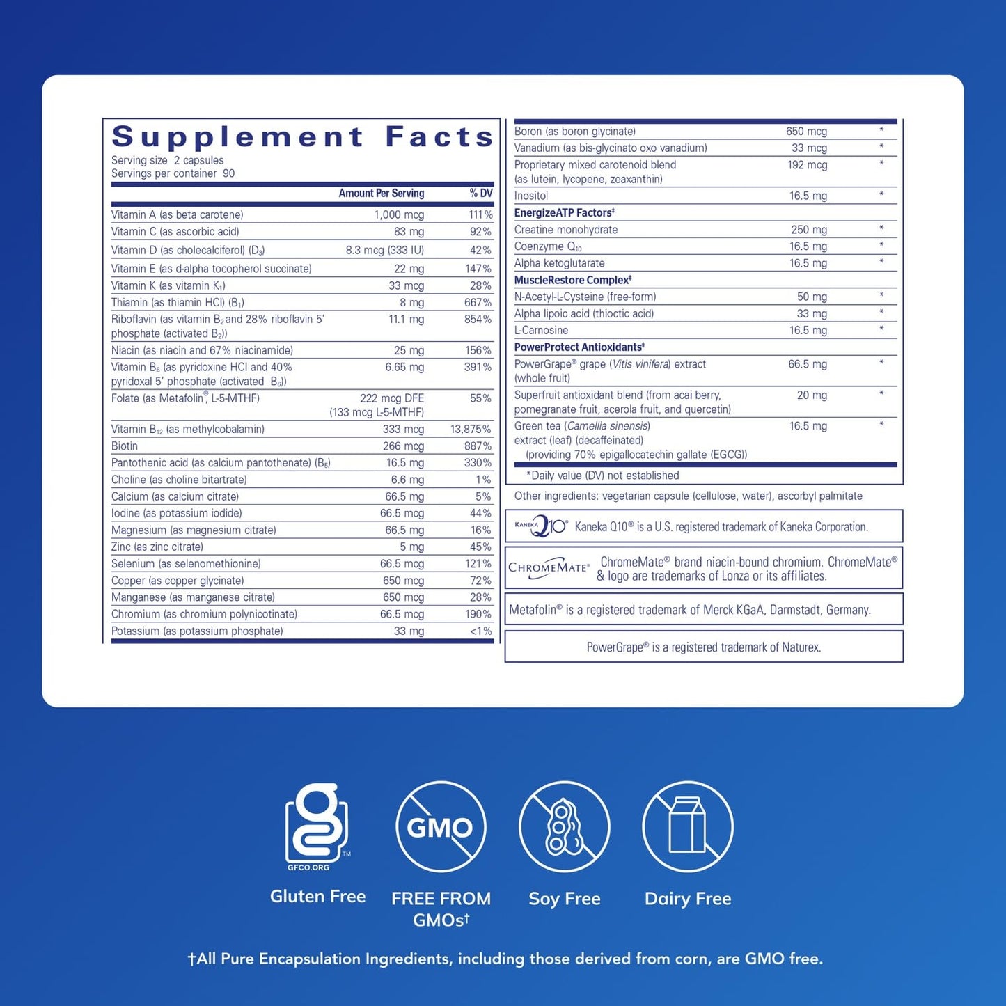 Pure Encapsulations Athletic Nutrients Multivitamin/Mineral Complex for Exercise Performance and Training Capsules 180
