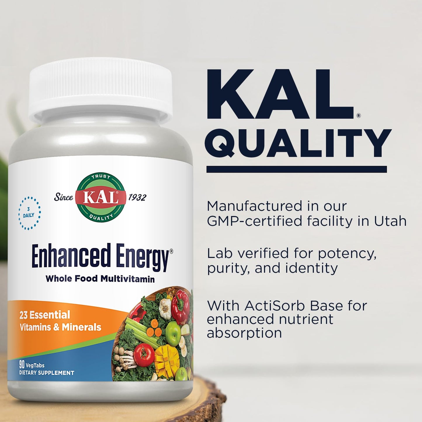 KAL Enhanced Energy Vegetarian Tablets 90