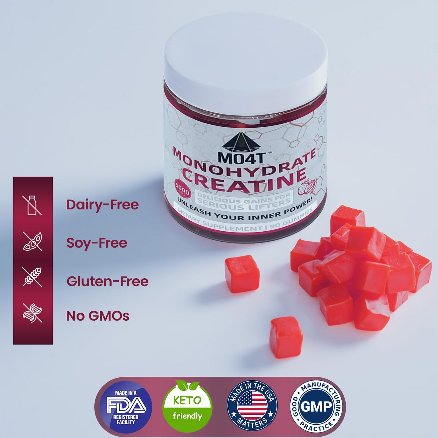 MOMOF4TRANSFORM Creatine Monohydrate Gummies, 90 Count