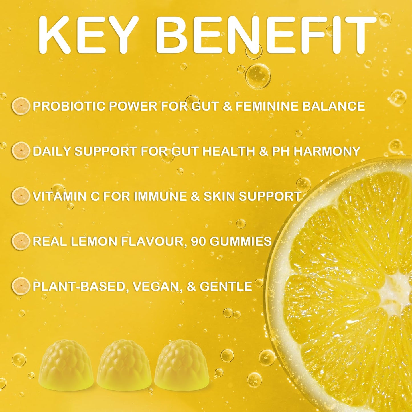 MATOP pH Balance Feminine Gummies for Women - Vaginal Probiotic Lemon Gummy 90 Count