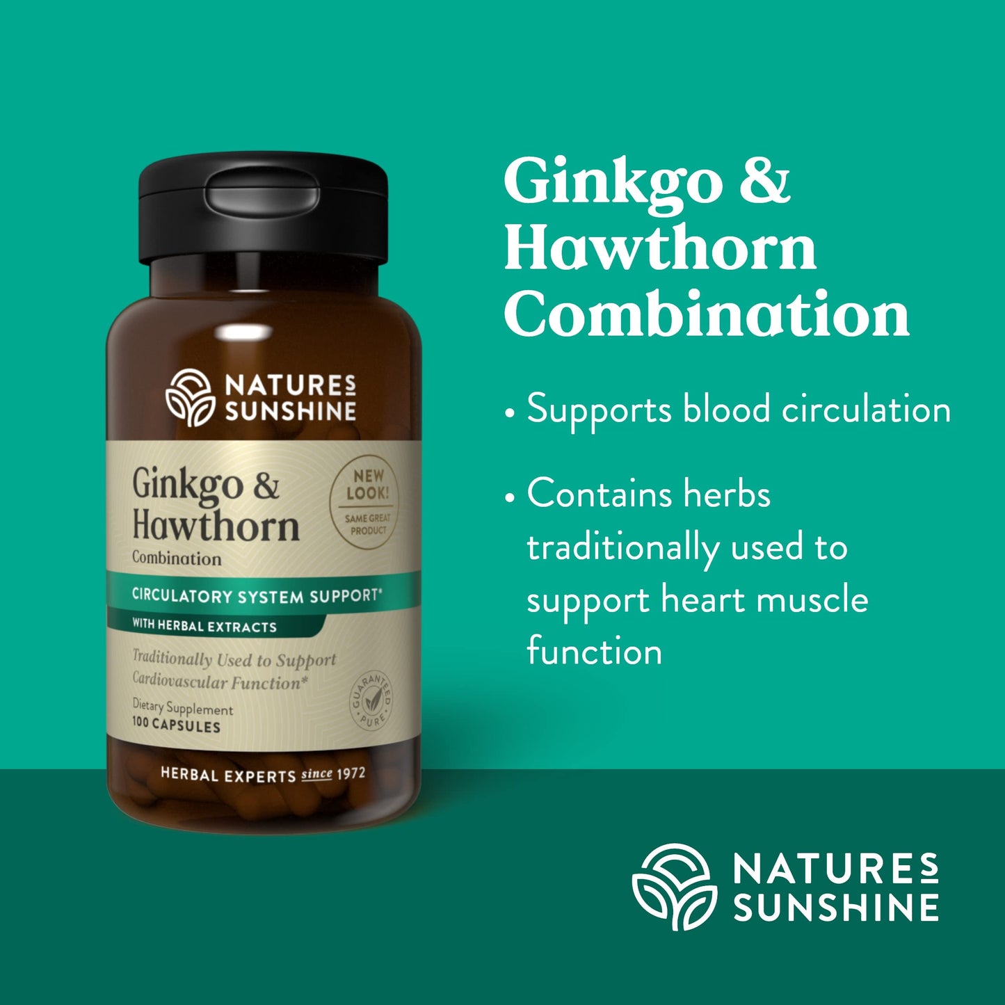 Nature's Sunshine Ginkgo and Hawthorn Combination Capsules 100 Count